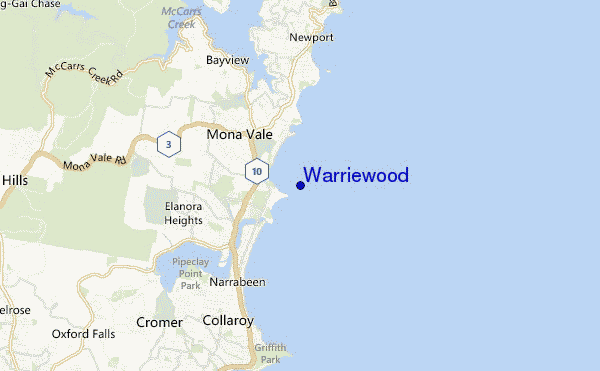 carte de localisation de Warriewood