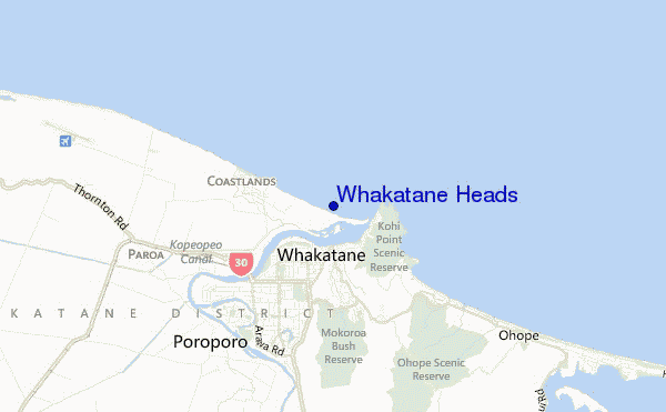 carte de localisation de Whakatane Heads