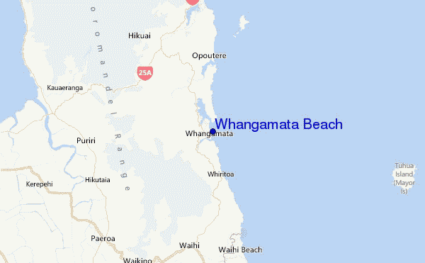 Whangamata Beach Location Map