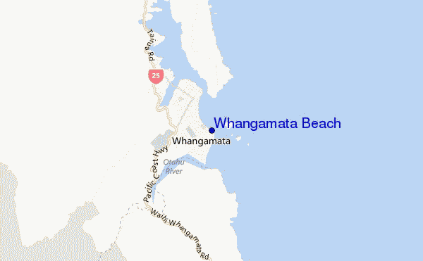 carte de localisation de Whangamata Beach