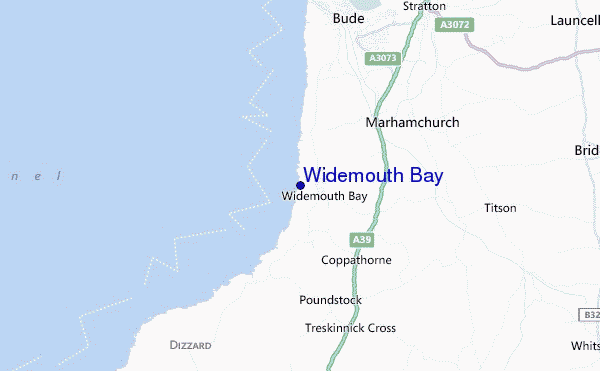 carte de localisation de Widemouth Bay