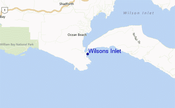 carte de localisation de Wilsons Inlet