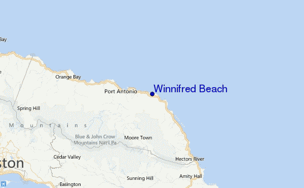 Winnifred Beach Location Map
