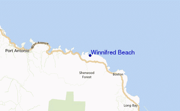 carte de localisation de Winnifred Beach