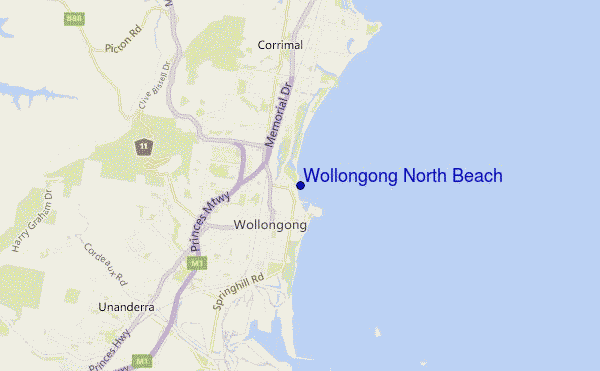 carte de localisation de Wollongong North Beach