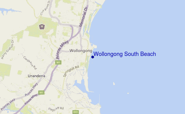carte de localisation de Wollongong South Beach