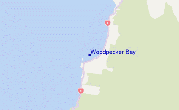 carte de localisation de Woodpecker Bay