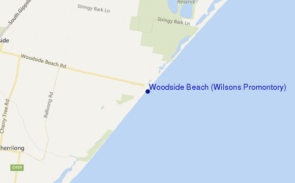 carte de localisation de Woodside Beach (Wilsons Promontory)