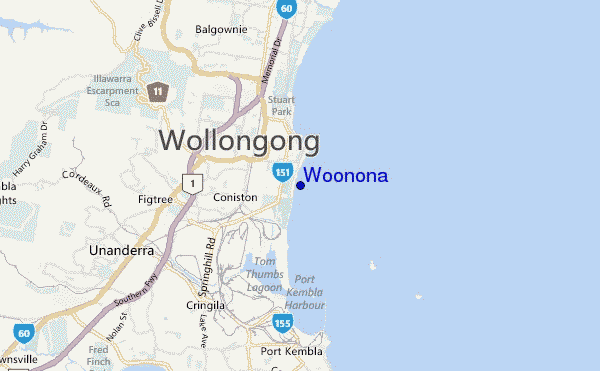 carte de localisation de Woonona