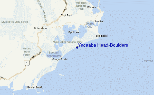 Yacaaba Head-Boulders Location Map