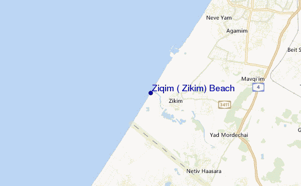 carte de localisation de Ziqim ( Zikim) Beach