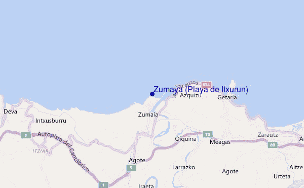 carte de localisation de Zumaya (Playa de Itxurun)