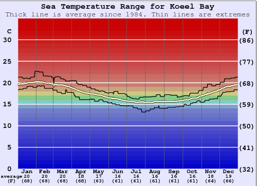 Koeel Bay Graphique de la température de l'eau