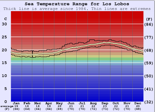 Los Lobos Graphique de la température de l'eau