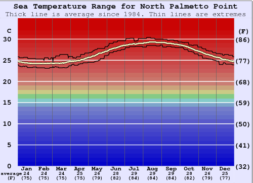 North Palmetto Point Graphique de la température de l'eau