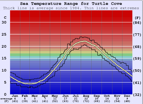 Turtle Cove Graphique de la température de l'eau